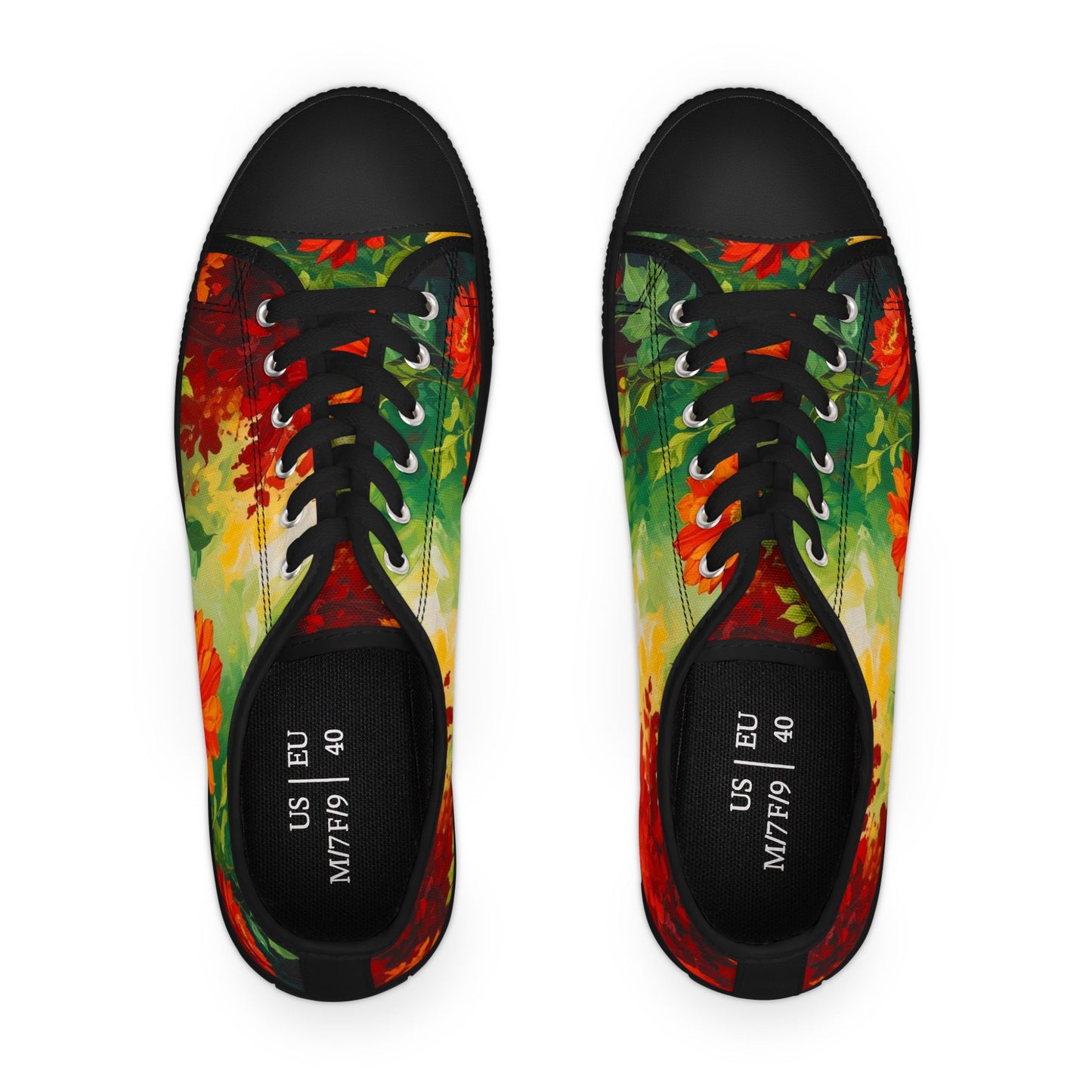 Bruntee Vibrant Floral Women’s Low Top Sneakers - Colorful Casual Shoes