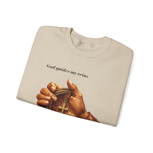 God Guides My Reins Sweatshirt – Inspirational Christian Crewneck, Faith-Based Cowboy Apparel, Religious Gift for Believers