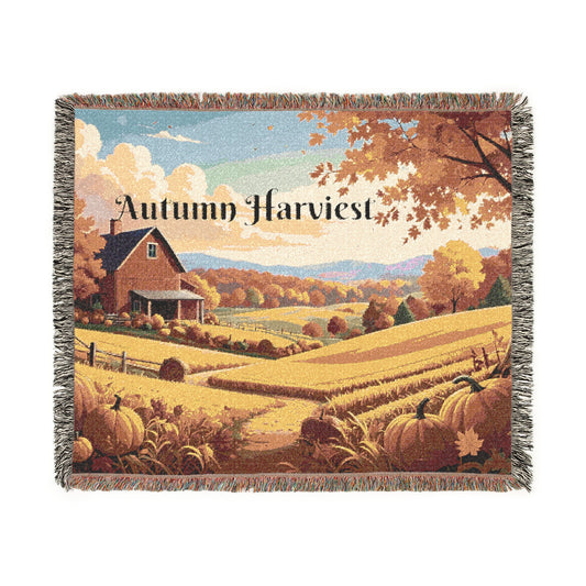 Harvest Season Woven Blanket – Cozy Autumn Throw, Rustic Fall Décor