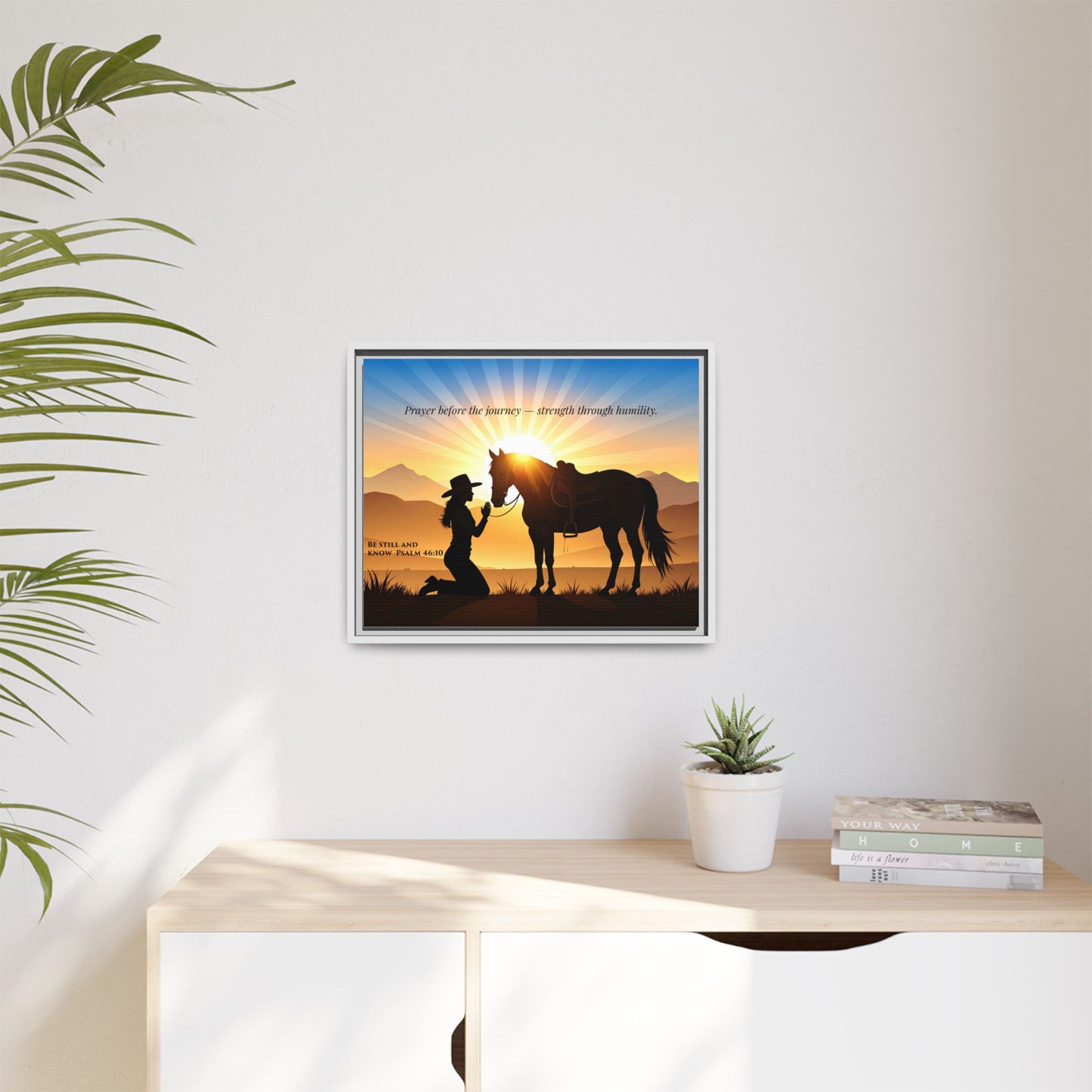 Horse Prayer Wall Art | Inspirational Framed Canvas, Christian Equestrian Decor, Cowgirl and Horse Artwork, Rustic Farmhouse Wall Art