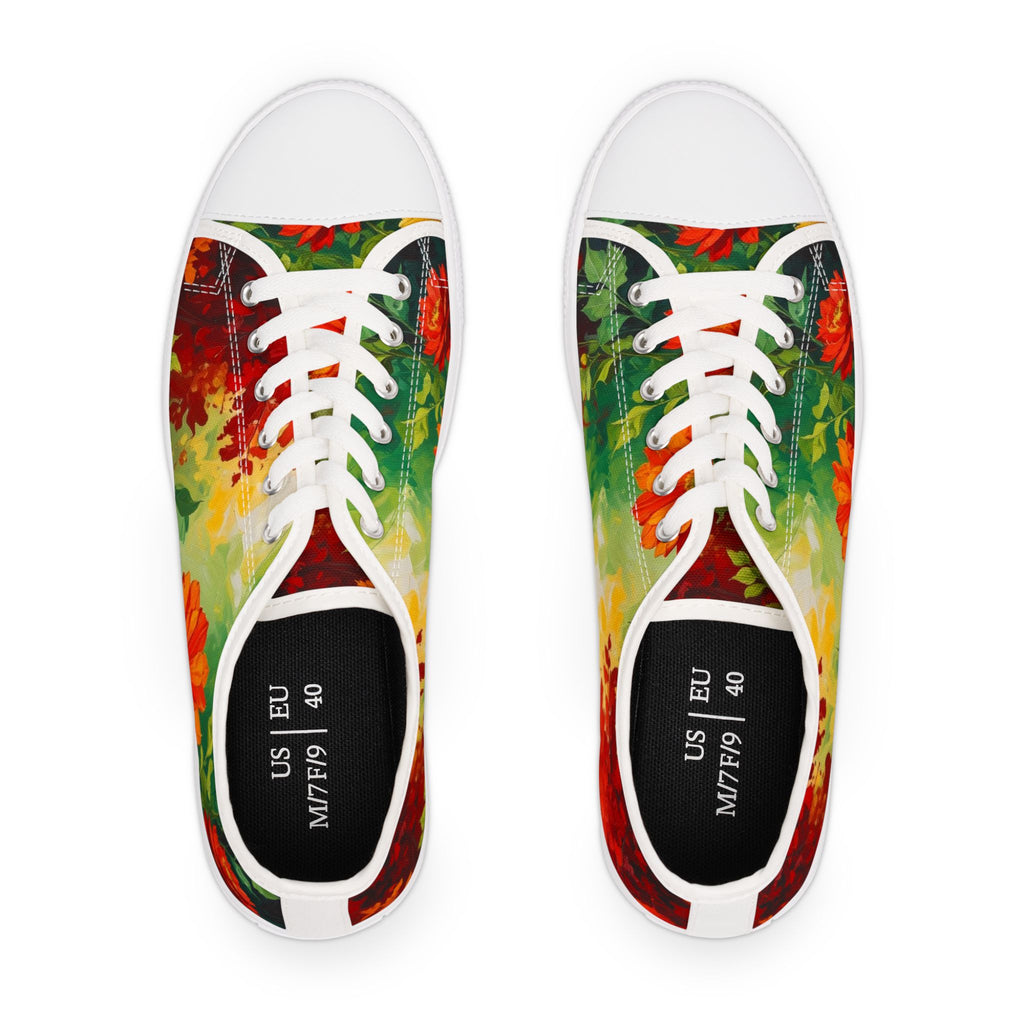 Vibrant Floral Women’s Low Top Sneakers | Colorful Casual Shoes, Comfortable Everyday Footwear & Unique Gift for Her