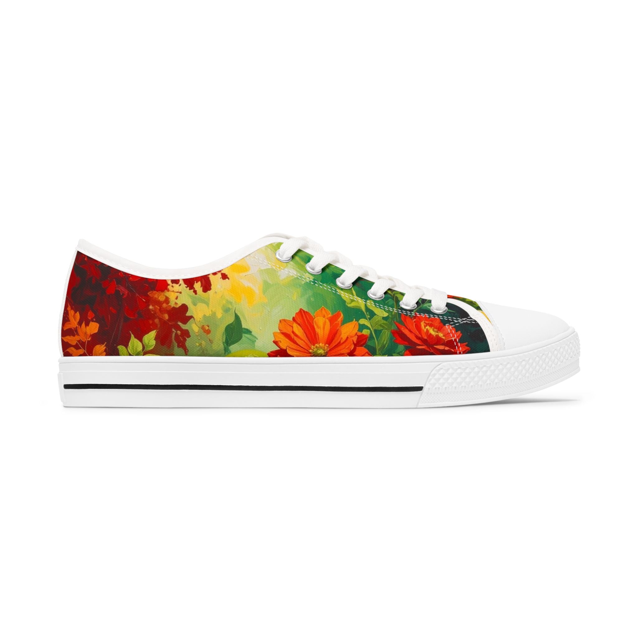 Vibrant Floral Women’s Low Top Sneakers | Colorful Casual Shoes, Comfortable Everyday Footwear & Unique Gift for Her