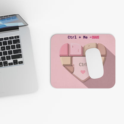 Ctrl + Me = Chaos Mouse Pad | Cute Heart Keyboard Design | Pink Office Decor | Funny Gamer Gift | Valentine’s Desk Accessory