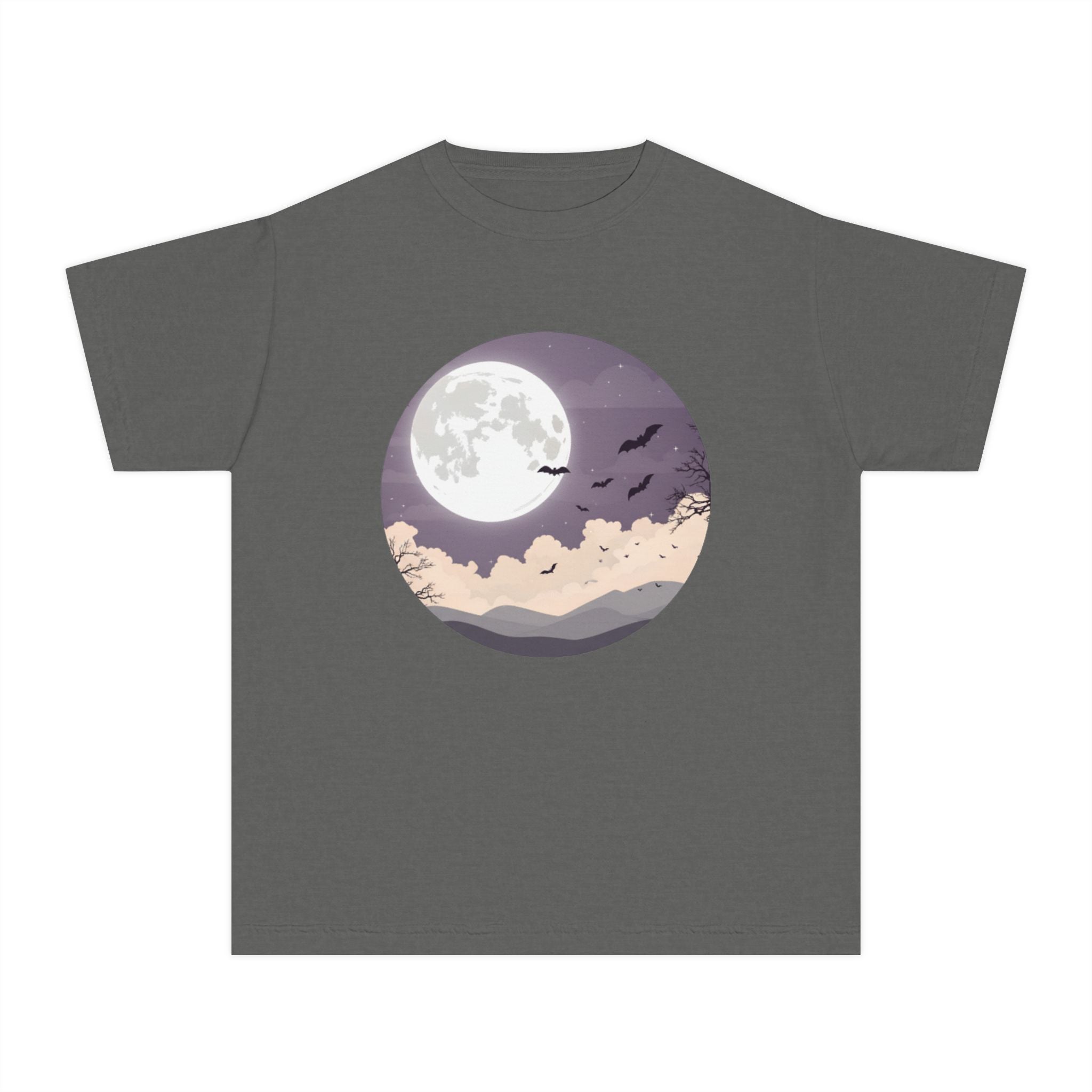 Youth Halloween Moon T-Shirt – Spooky Night Graphic Tee for Kids, Autumn Vibes Shirt, Fall Seasonal Outfit Boys & Girls