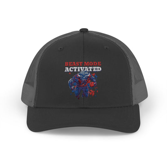 Patriotic Snapback Trucker Cap – Beast Mode Activated, Men's Hat, USA Pride, Gift for Dad, Outdoor Adventures