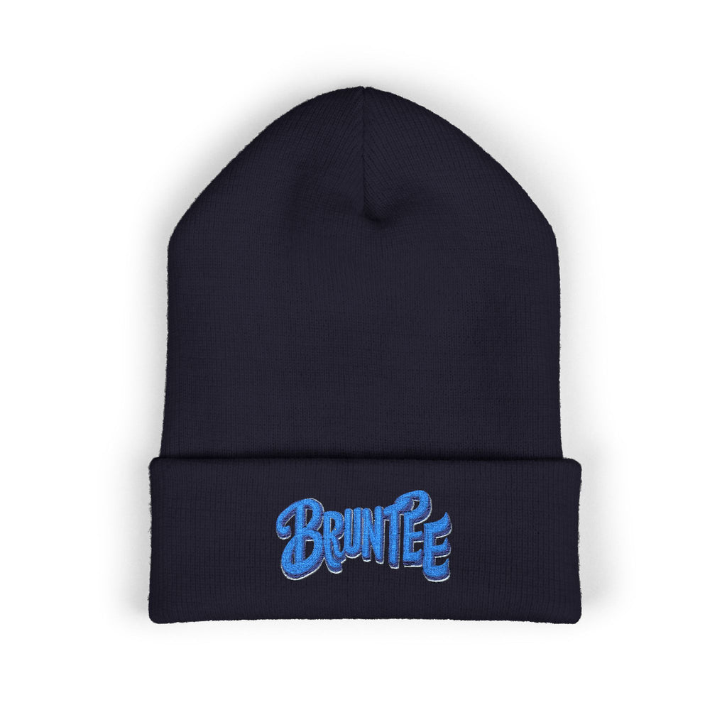 Bruntee Embroidered Cuffed Beanie – Classic Knit Hat, Unisex Winter Streetwear, Cozy Gift for Men, Women & Teens