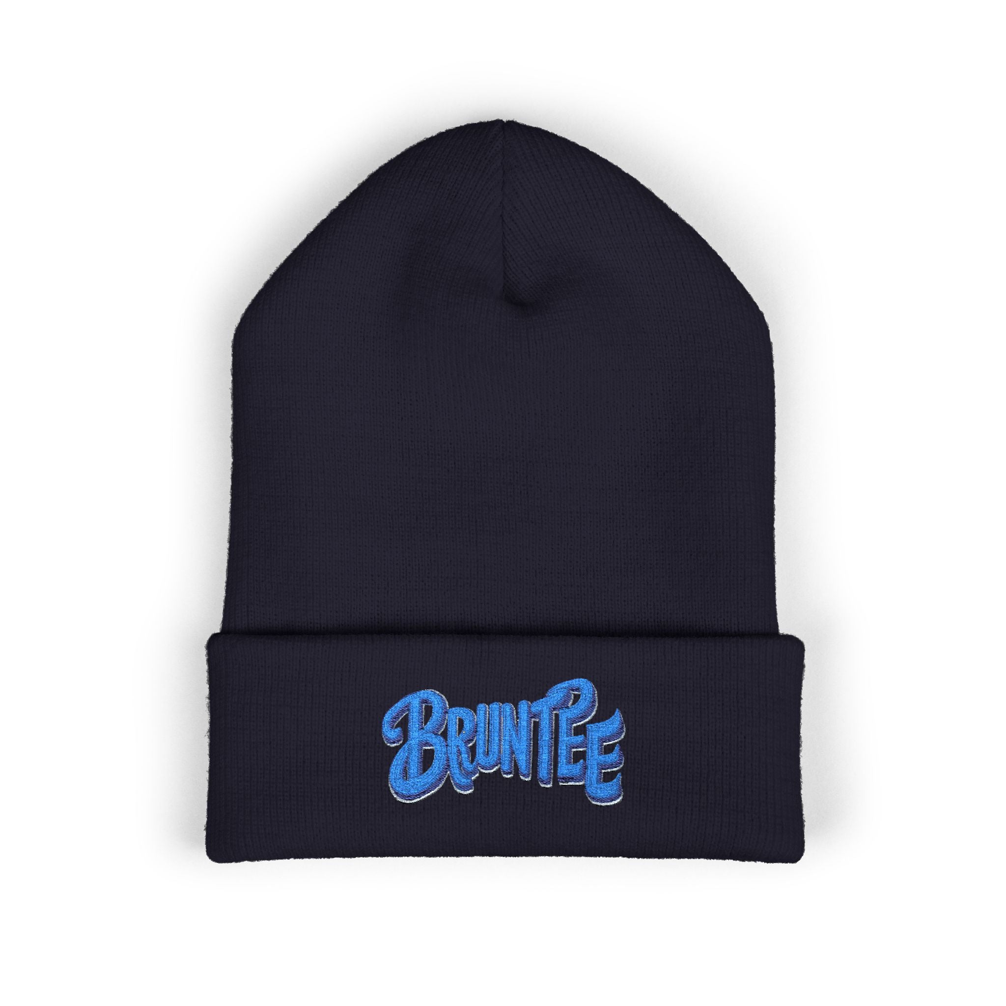 Bruntee Embroidered Cuffed Beanie – Classic Knit Hat, Unisex Winter Streetwear, Cozy Gift for Men, Women & Teens