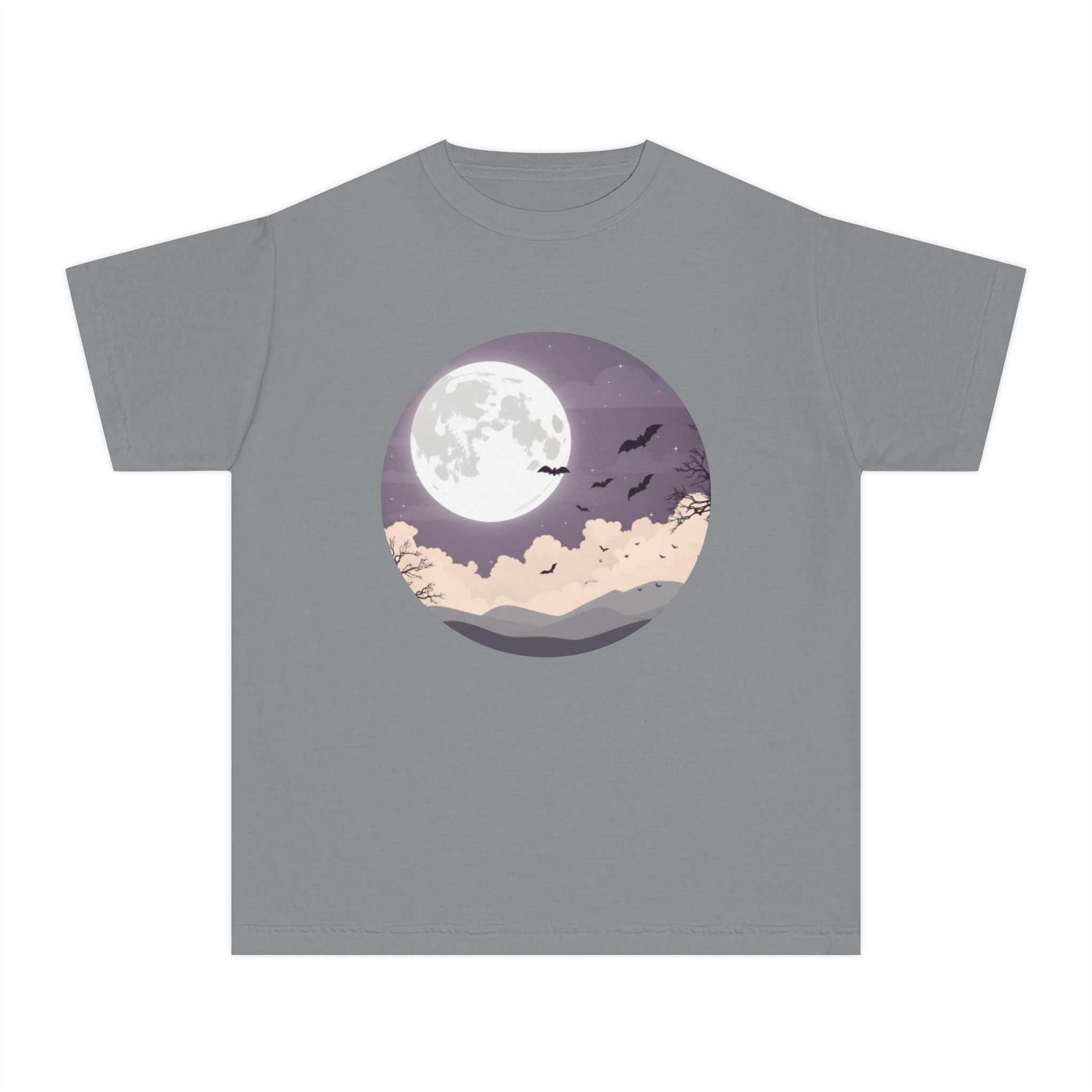 Youth Halloween Moon T-Shirt – Spooky Night Graphic Tee for Kids, Autumn Vibes Shirt, Fall Seasonal Outfit Boys & Girls