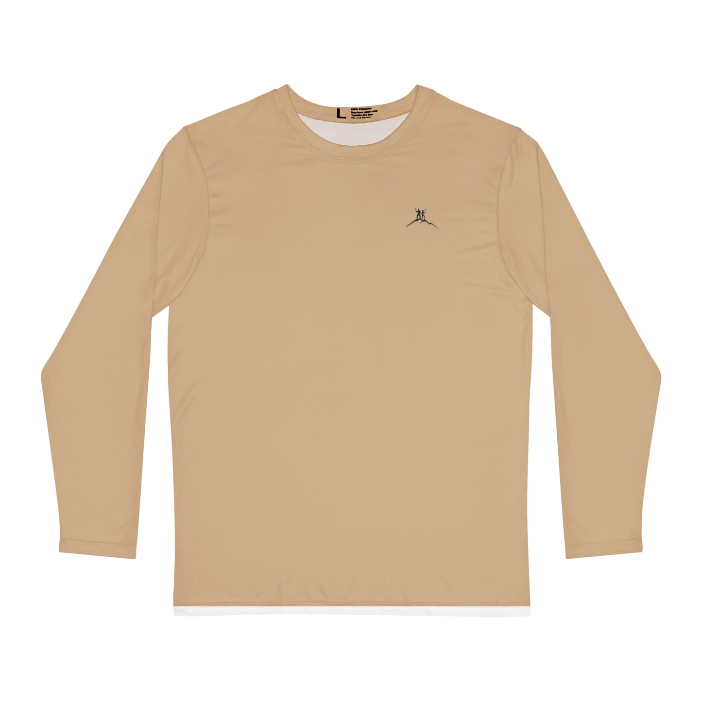 Bruntee Men’s Chest Logo Long Sleeve Shirt – Classic Tan | Lightweight Quick-Dry Performance Top