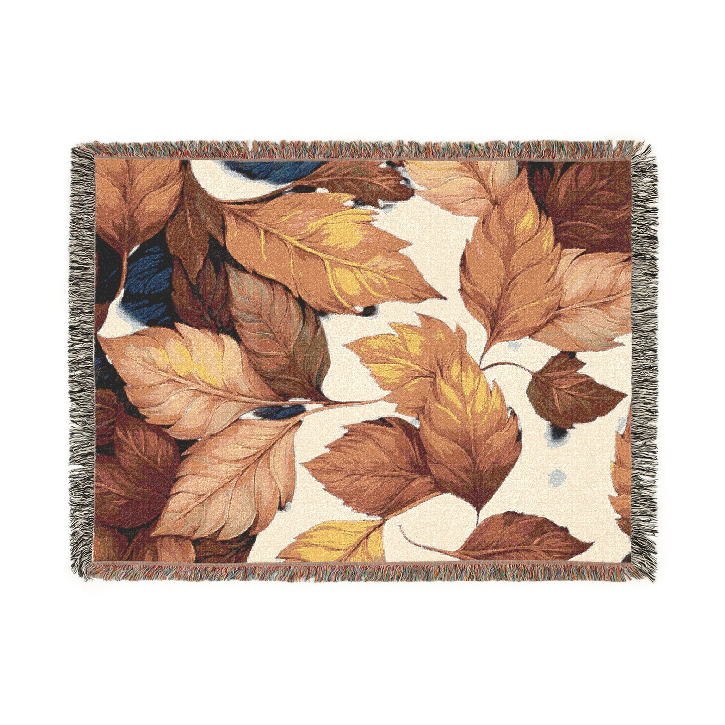 Autumn Leaves Woven Blanket – Cozy Cotton Throw, Fall Home Décor, Seasonal Gift