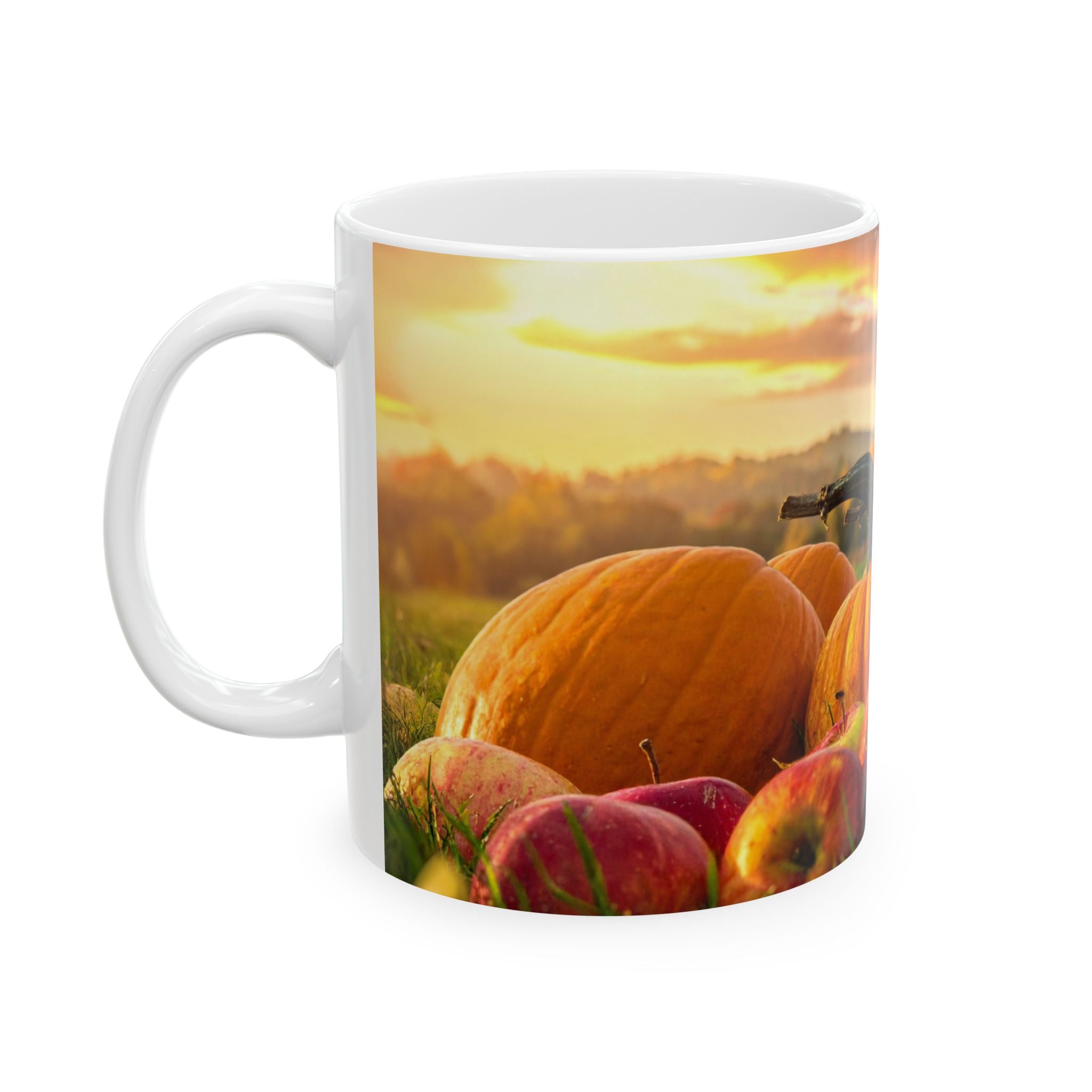 Autumn Harvest Mug | Pumpkin & Apple Ceramic Coffee Cup | Fall Seasonal Gift