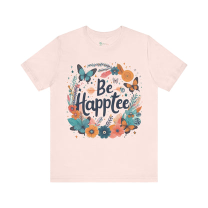 Bruntee “Be Happtee” Floral Tee – Women’s Inspirational Graphic Shirt, Casual Summer Top, Gift for Her