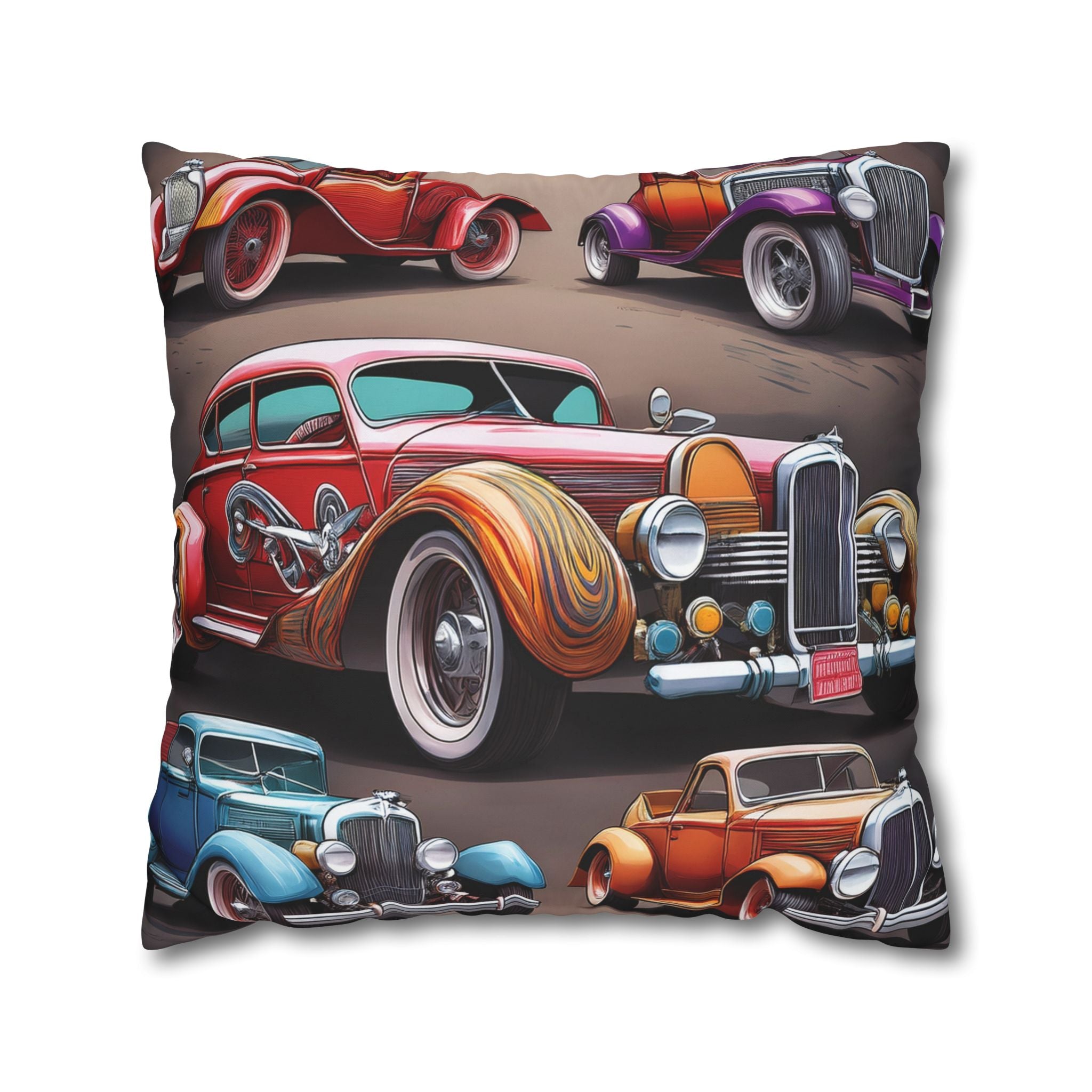 Vintage Car Decorative Pillowcase – Retro Auto Accent for Couch, Car Lover Gift, Classic Car Home Decor