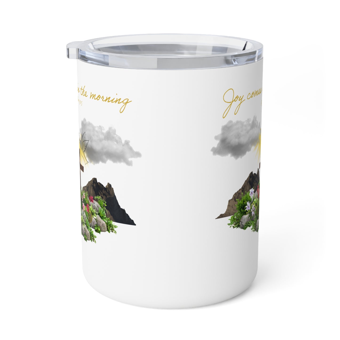 Joy Comes in the Morning Insulated Coffee Mug – Faith-Inspired 10oz Stainless Steel Mug, Inspirational Christian Gift