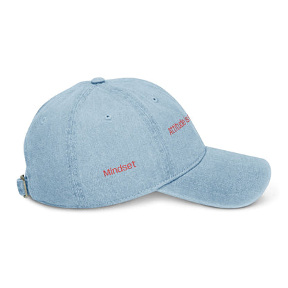 Embroidered Attitude Denim Hat | Motivational Cap, Vintage Casual Headwear, Everyday Style Gift