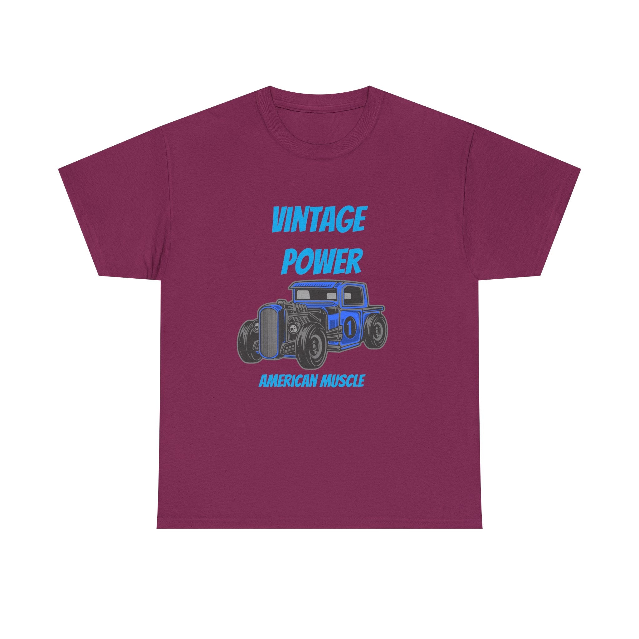 Vintage Power Muscle Car T-Shirt – Heavy Cotton Tee, Classic Car Graphic Shirt, Retro Auto Apparel