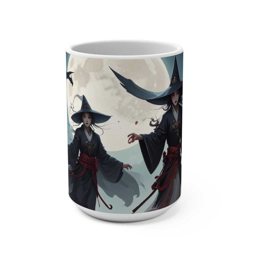 Mystical Witch Mug | 15oz Ceramic Coffee Cup | Moonlit Witch Design | Halloween Drinkware | Fantasy Gift for Witch Lovers