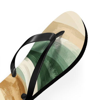 Boho Wave Flip Flops | Men’s Summer Sandals | Beach Vacation Footwear | Trendy Neutral Tones | Comfortable Casual Slides | Gift for Him