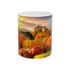 Autumn Harvest Mug | Pumpkin & Apple Ceramic Coffee Cup | Fall Seasonal Gift