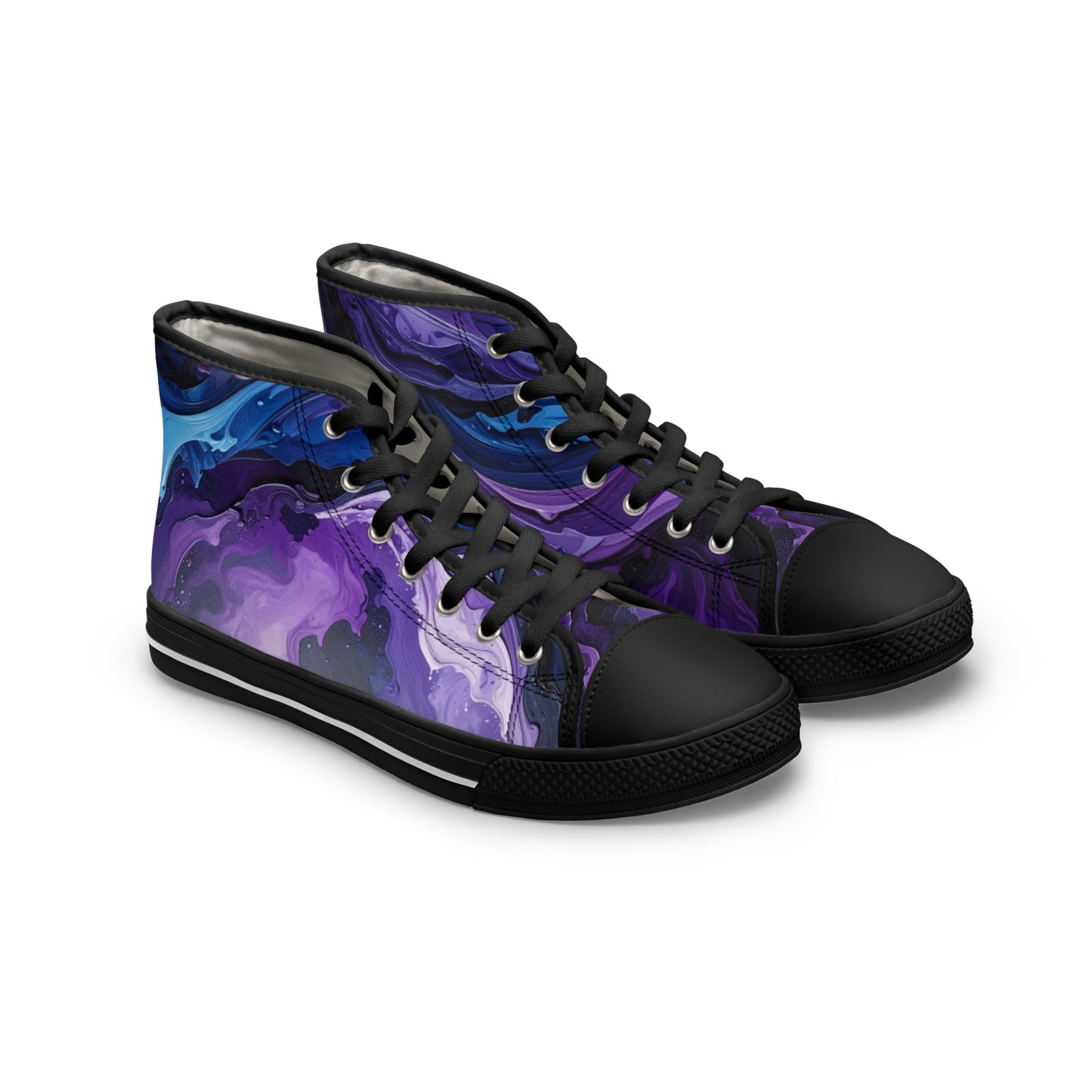 Bruntee Women’s High Top Sneakers - Abstract Purple & Dark Blue Design