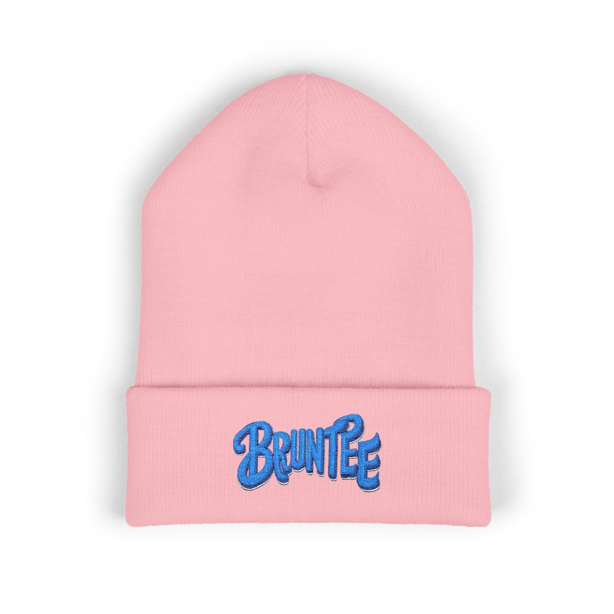 Bruntee Embroidered Cuffed Beanie – Classic Knit Hat, Unisex Winter Streetwear, Cozy Gift for Men, Women & Teens