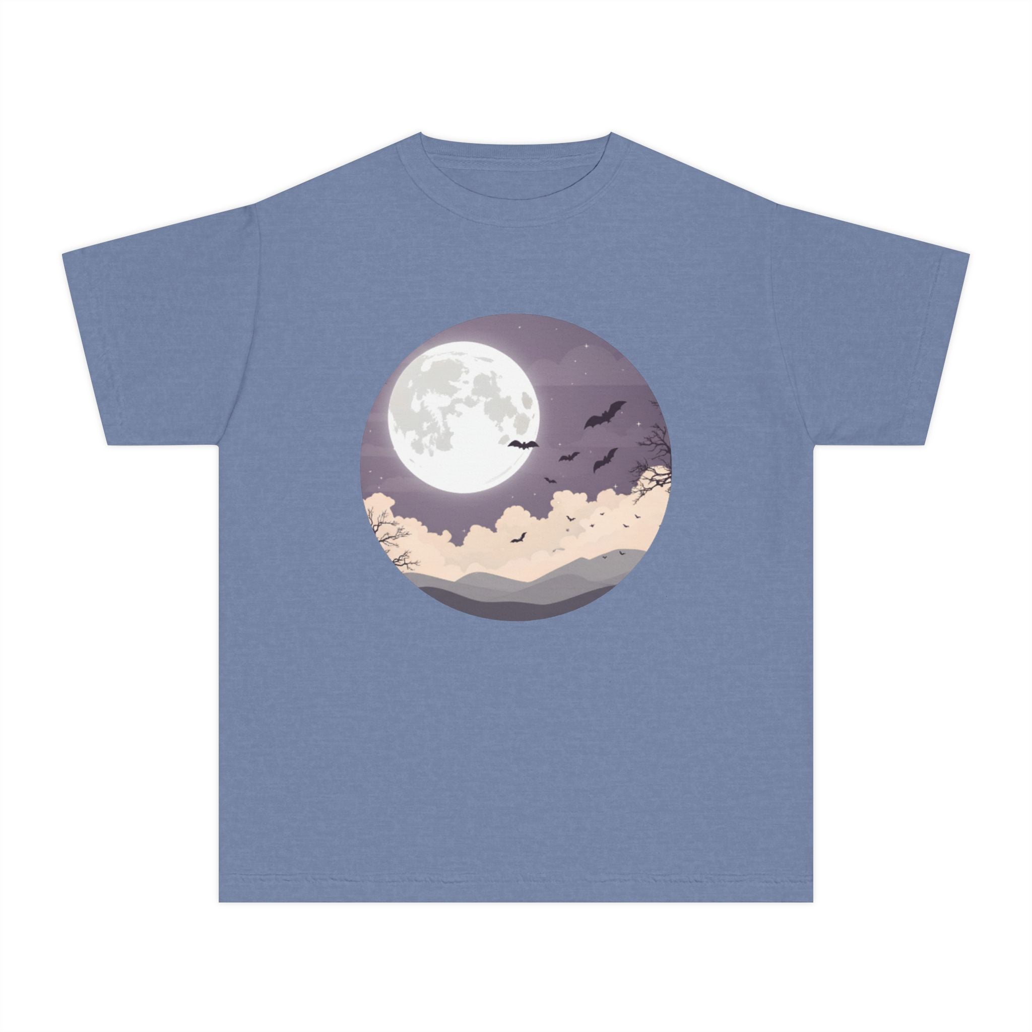 Youth Halloween Moon T-Shirt – Spooky Night Graphic Tee for Kids, Autumn Vibes Shirt, Fall Seasonal Outfit Boys & Girls