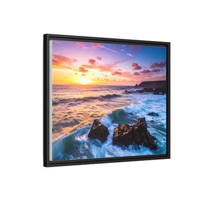 Framed Sunset Canvas Print – Ocean Wall Art, Coastal Home Décor, Beach House Gift, Nature Photography