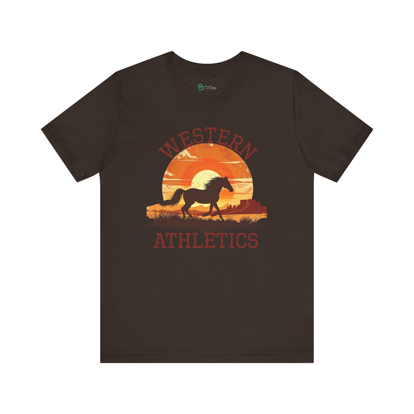 Western Athletics Horse Graphic Tee | Vintage Cowboy Sunset Shirt | Casual Unisex Equestrian T-Shirt
