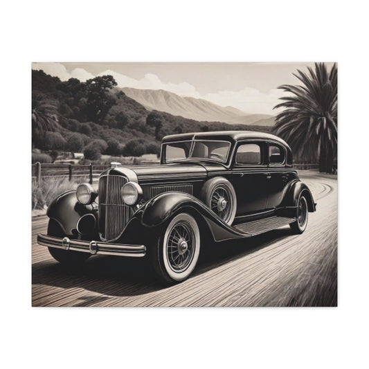 Vintage Car Canvas Wall Art – Classic Automobile Decor, Retro Matte Print for Car Enthusiasts
