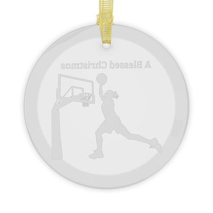 Basketball Glass Ornaments, Holiday Decorations, Christmas Gifts, Personalized Keepsakes, Sports Tree Decor, Unique Gifts for Him