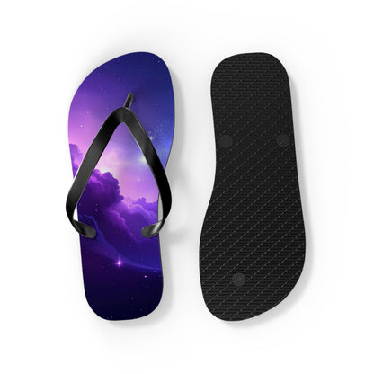 Galaxy Print Flip Flops | Cosmic Summer Sandals | Space-Themed Beach Footwear | Trendy Vacation Slides | Celestial Gift for Him or Her