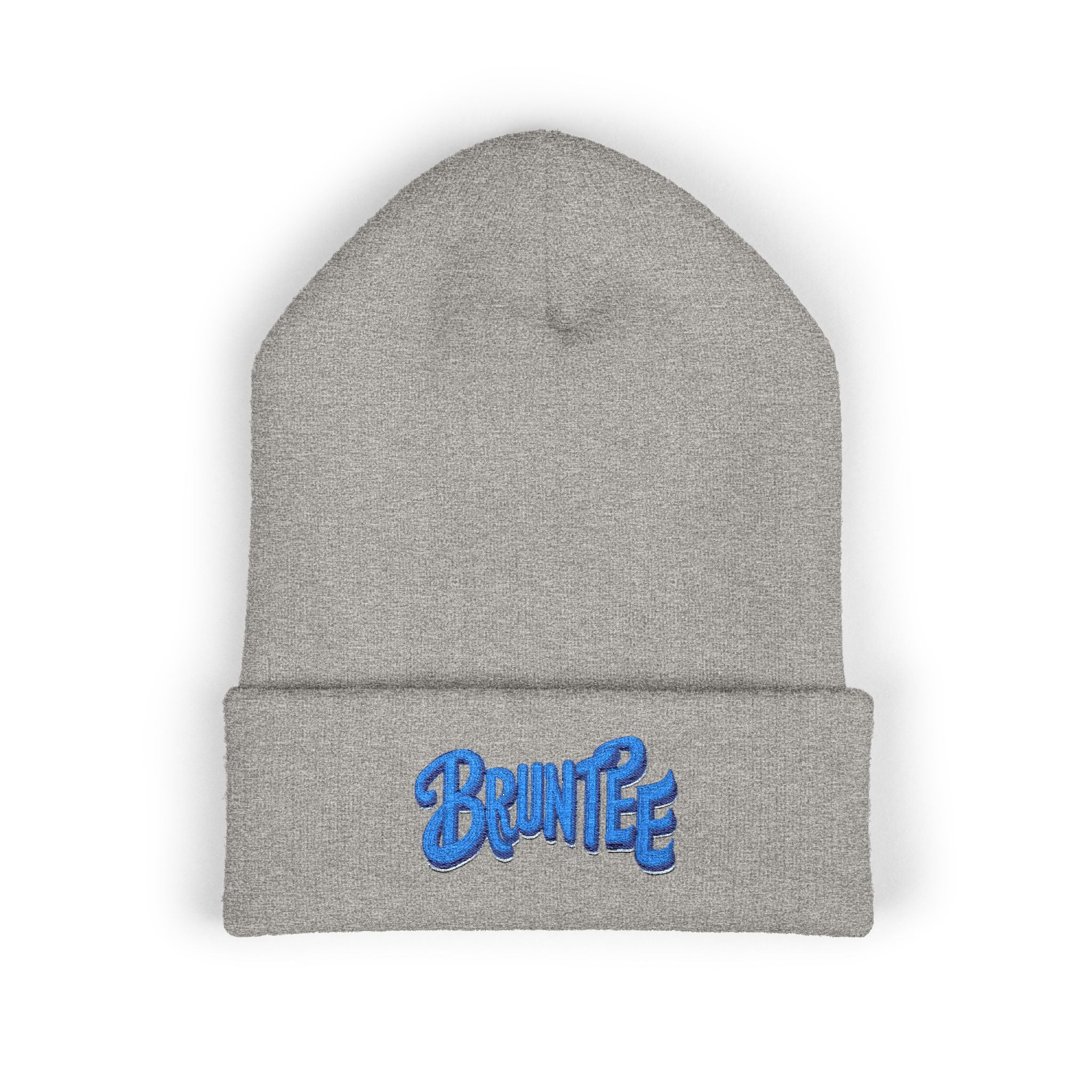 Bruntee Embroidered Cuffed Beanie – Classic Knit Hat, Unisex Winter Streetwear, Cozy Gift for Men, Women & Teens