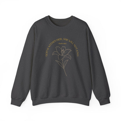Inspirational Floral Crewneck Sweatshirt | “God Is Within Her” Scripture Sweater, Faith-Based Gift for Women, Cozy Empowerment Apparel