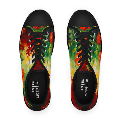 Bruntee Vibrant Floral Women’s Low Top Sneakers - Colorful Casual Shoes