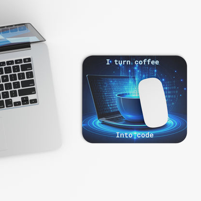 I Turn Coffee Into Code Mouse Pad | Funny Programmer Gift | Tech Lover Desk Accessory | Gamer Mouse Mat | Office Decor for Coders
