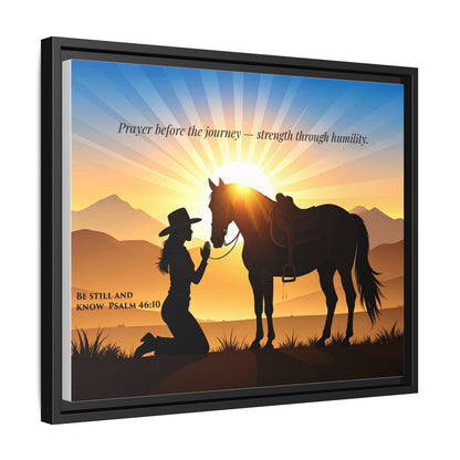 Horse Prayer Wall Art | Inspirational Framed Canvas, Christian Equestrian Decor, Cowgirl and Horse Artwork, Rustic Farmhouse Wall Art