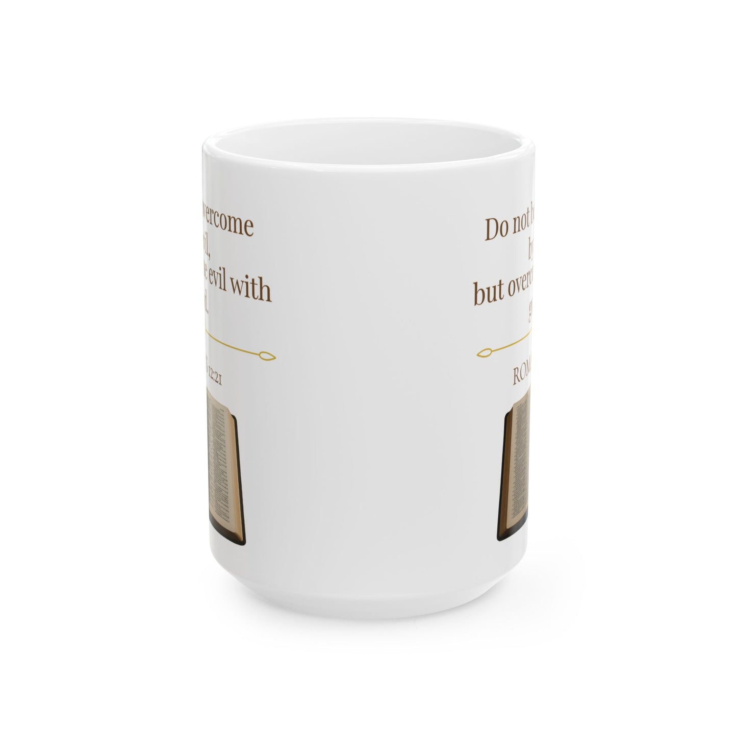 Romans 12:21 Ceramic Mug – Christian Coffee Cup, Faith Home Décor, Inspirational Gift for Him or Her