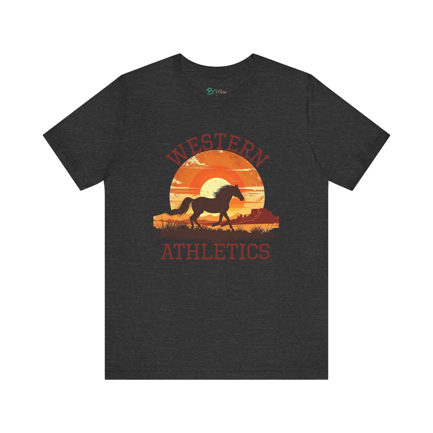 Western Athletics Horse Graphic Tee | Vintage Cowboy Sunset Shirt | Casual Unisex Equestrian T-Shirt