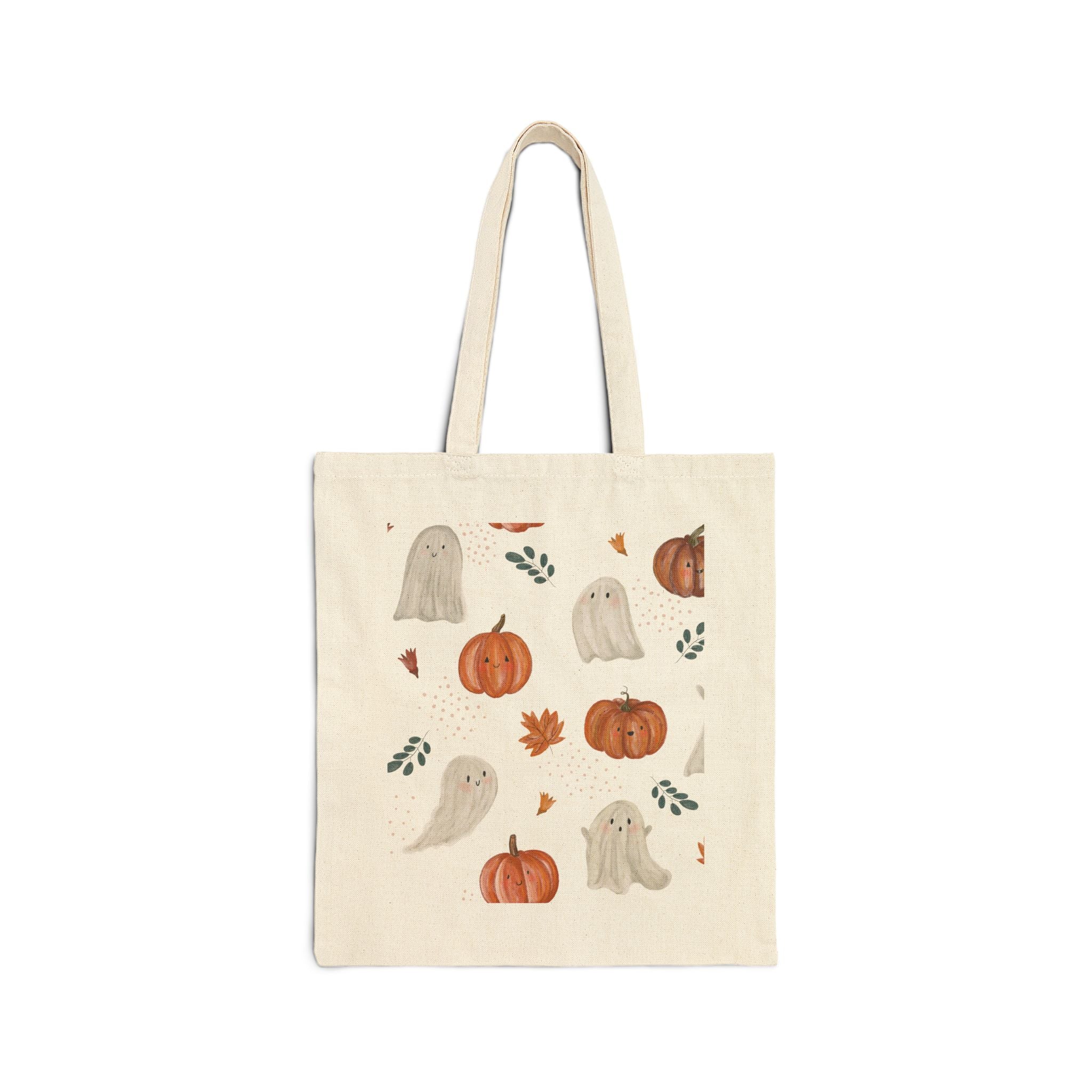 Halloween Pumpkin & Ghost Tote Bag – Eco-Friendly Fall Canvas Bag, Spooky Cute Reusable Tote