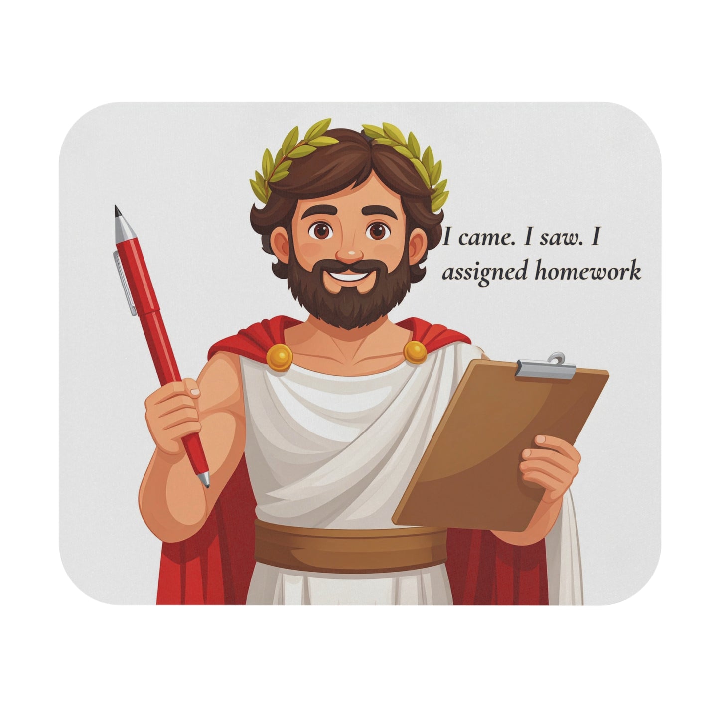 Funny Homework Mouse Pad | Teacher Appreciation Gift | Student Desk Accessory | Roman Inspired Office Decor | Motivational Study Supplies
