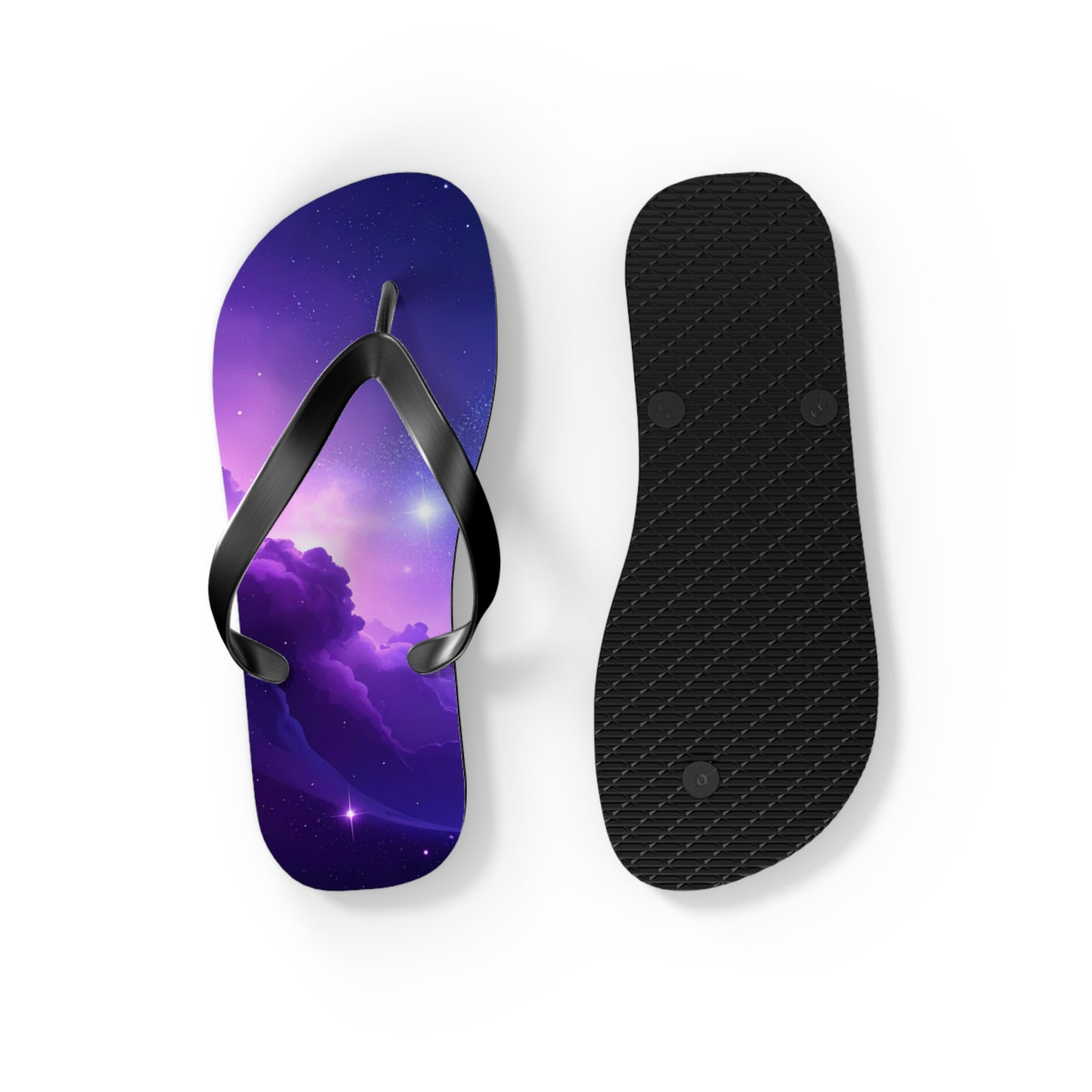 Galaxy Print Flip Flops | Cosmic Summer Sandals | Space-Themed Beach Footwear | Trendy Vacation Slides | Celestial Gift for Him or Her
