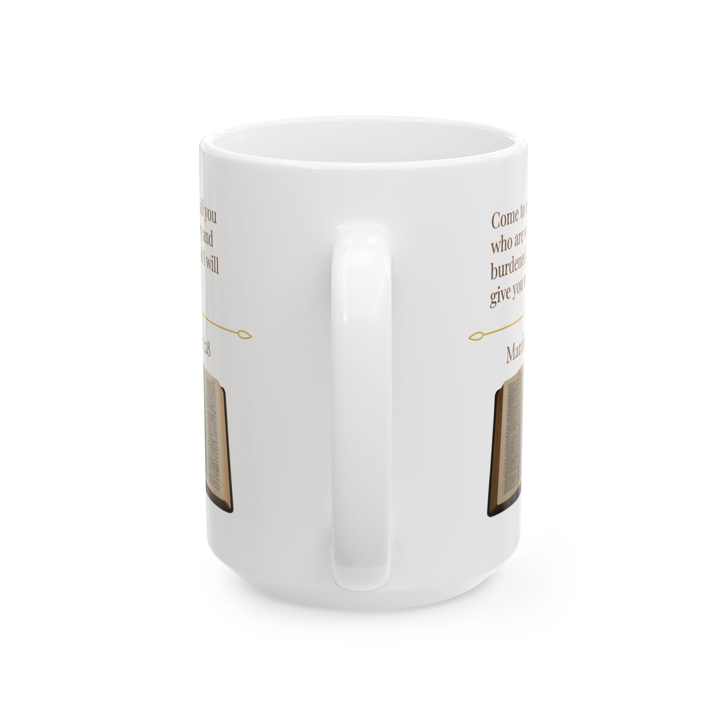 Matthew 11:28 Ceramic Mug – Faith Quote Cup, Inspirational Christian Gift, Encouraging Bible Verse Drinkware