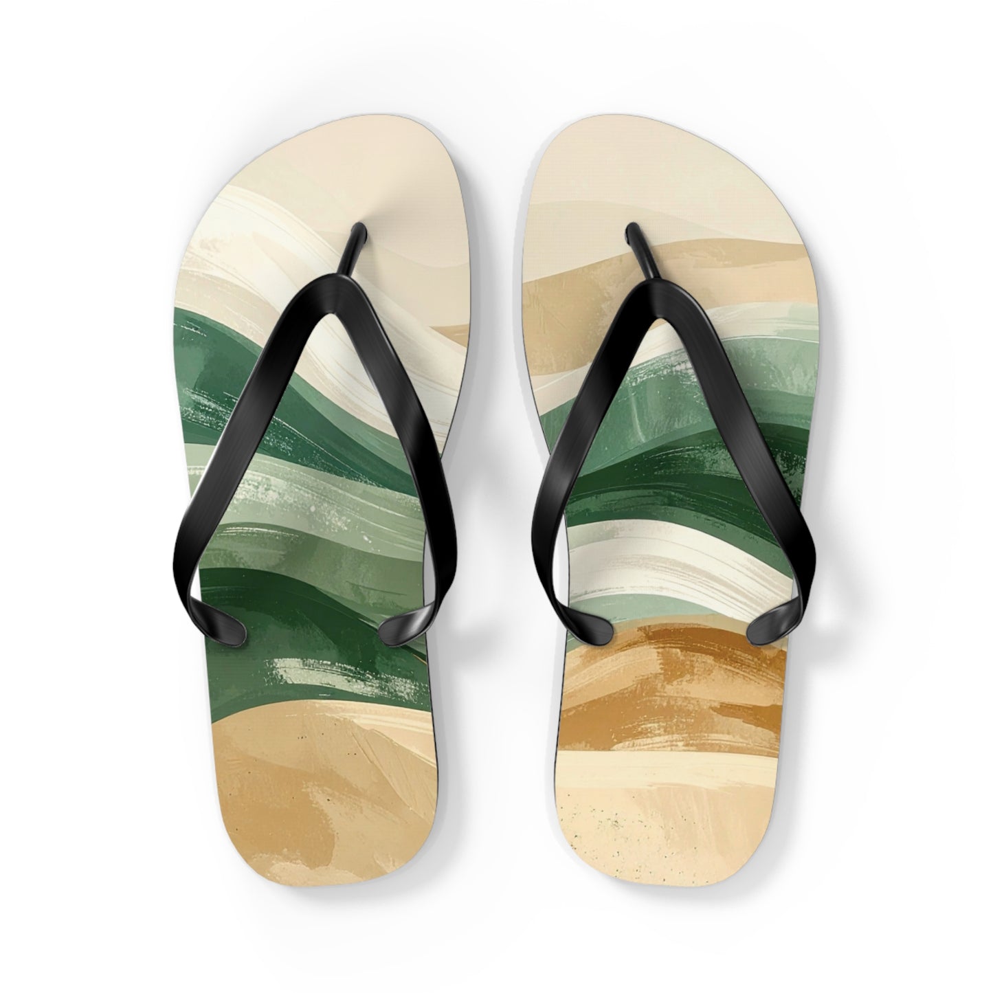 Boho Wave Flip Flops | Men’s Summer Sandals | Beach Vacation Footwear | Trendy Neutral Tones | Comfortable Casual Slides | Gift for Him