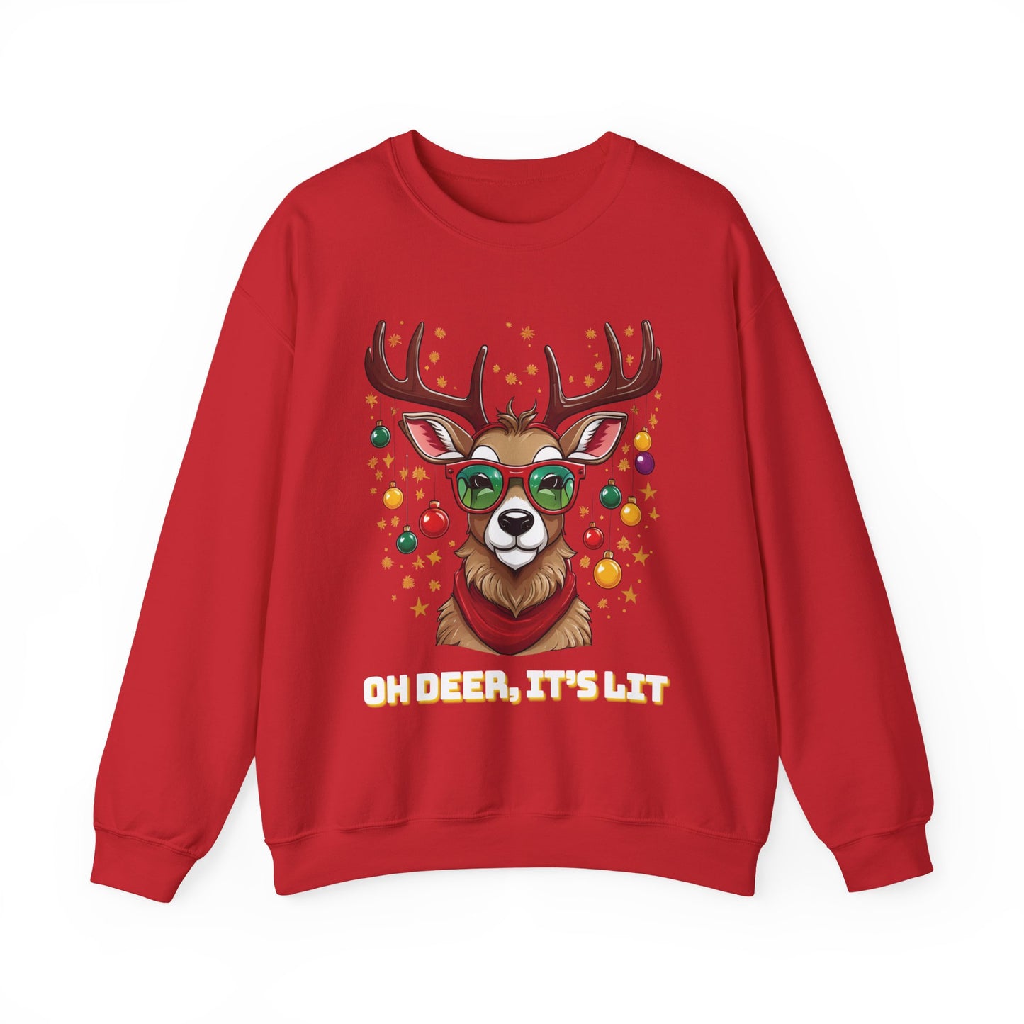 Bruntee Oh Deer, It’s Lit Christmas Sweatshirt – Funny Holiday Crewneck, Cozy Winter Gift, Festive Reindeer Sweater for Men & Women