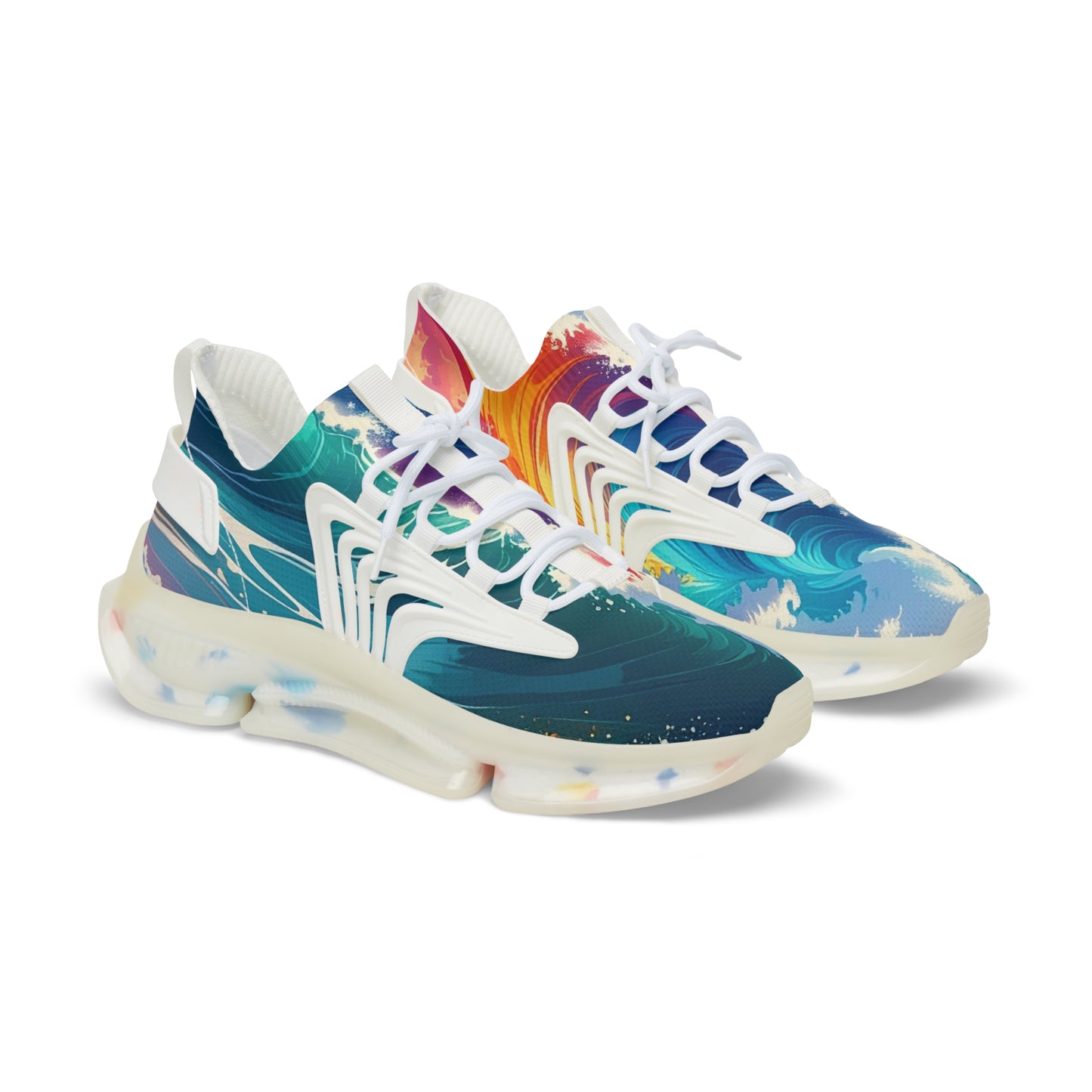 Bruntee Vibrant Wave Men’s Mesh Sneakers – Colorful