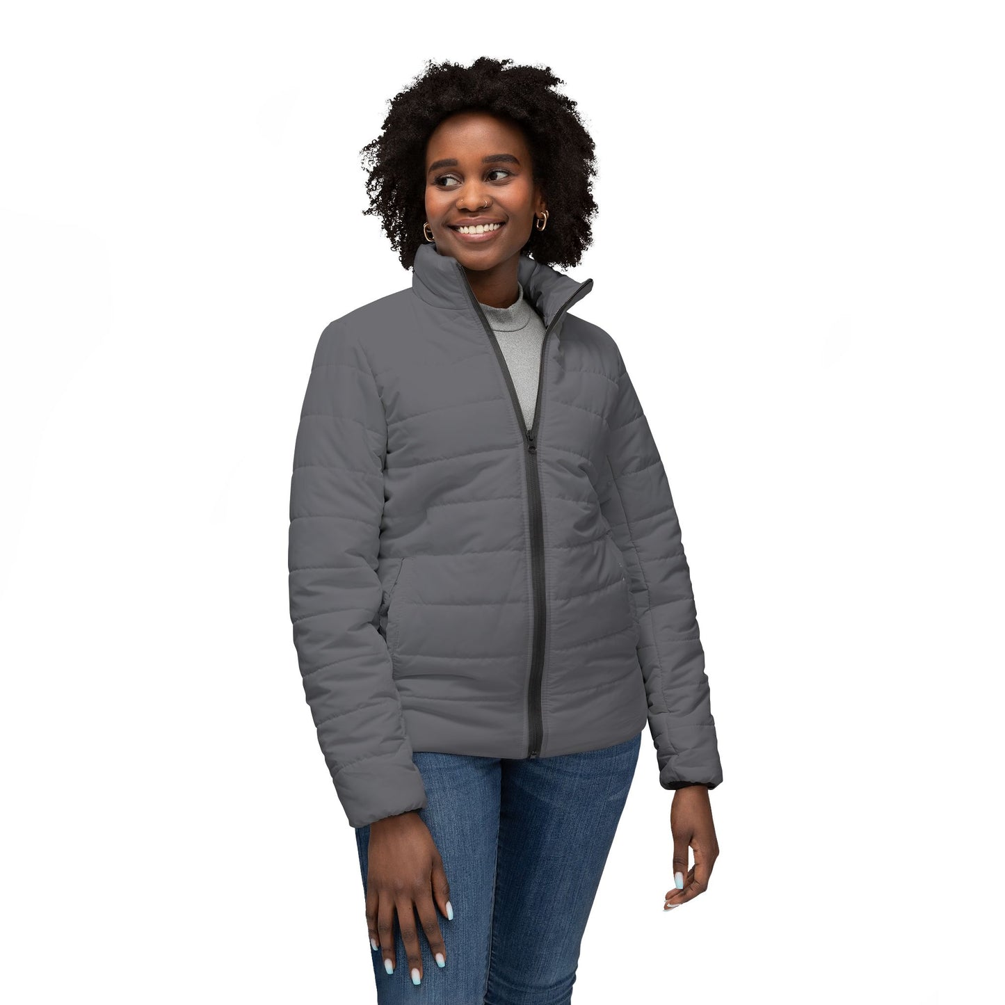 Bruntee Women’s Quilted Puffer Jacket – Smokey Grey Lightweight Coat