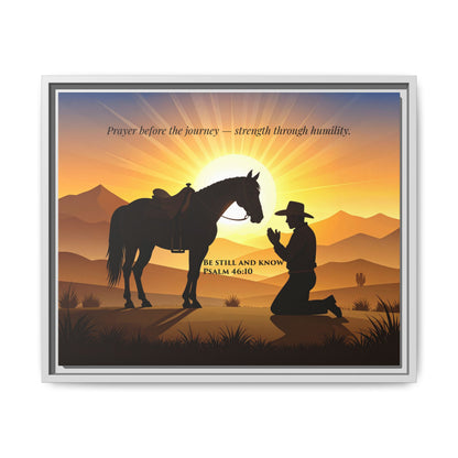 Cowboy Prayer Wall Art | Inspirational Framed Canvas, Western Christian Decor, Horse and Cowboy Artwork, Rustic Farmhouse Wall Art