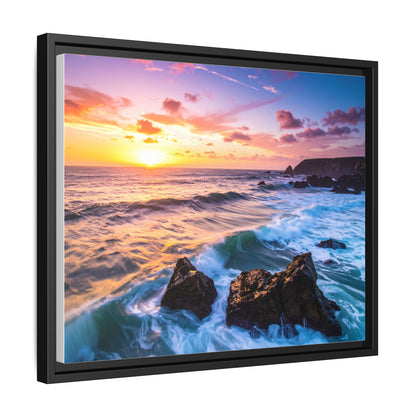 Framed Sunset Canvas Print – Ocean Wall Art, Coastal Home Décor, Beach House Gift, Nature Photography