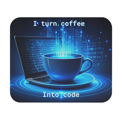 I Turn Coffee Into Code Mouse Pad | Funny Programmer Gift | Tech Lover Desk Accessory | Gamer Mouse Mat | Office Decor for Coders