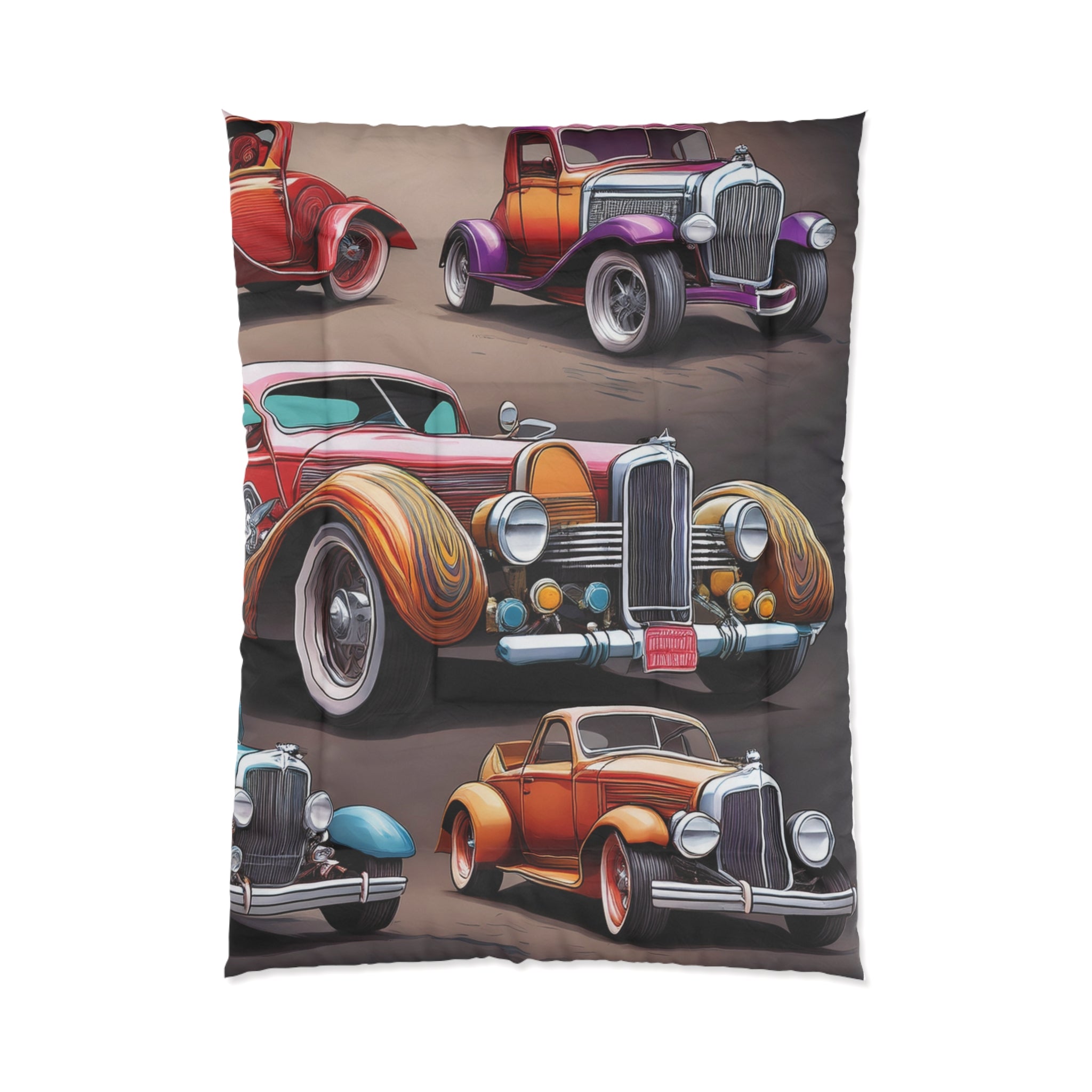 Vintage Car Comforter – Retro Auto Bedding, Cozy Gift for Car Lovers, Classic Car Bedroom Decor